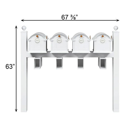 Whitehall Superior Custom Balmoral Mailbox Quad, White/Gold