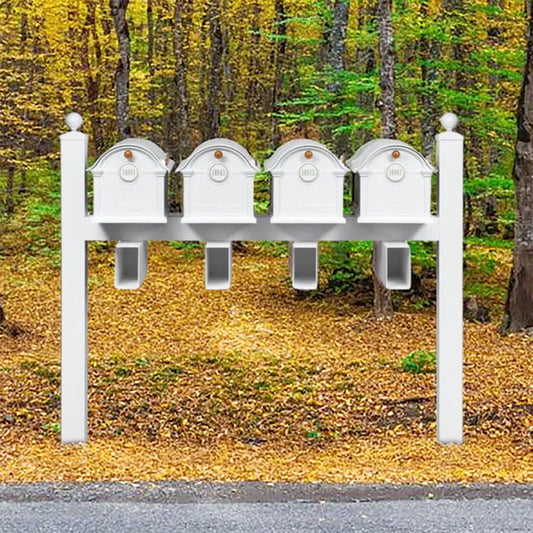 Whitehall Superior Custom Balmoral Mailbox Quad, White/Gold