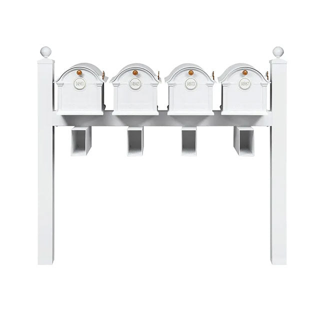 Whitehall Superior Custom Balmoral Mailbox Quad, White/Gold