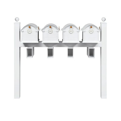 Whitehall Superior Custom Balmoral Mailbox Quad, White/Gold