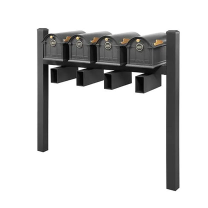 Whitehall Deluxe Custom Balmoral Mailbox Quad, Black/Gold