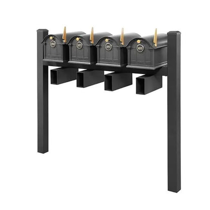 Whitehall Deluxe Custom Balmoral Mailbox Quad, Black/Gold