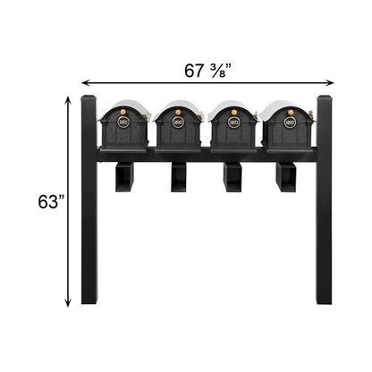 Whitehall Deluxe Custom Balmoral Mailbox Quad, Black/Gold