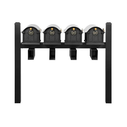 Whitehall Deluxe Custom Balmoral Mailbox Quad, Black/Gold