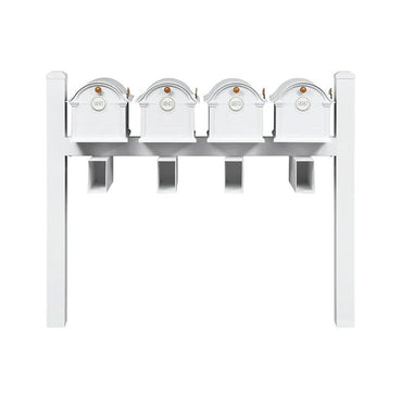 Whitehall Deluxe Custom Balmoral Mailbox Quad, White/Gold