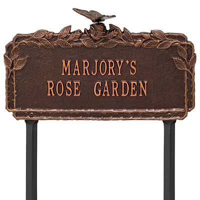 Whitehall Butterfly and Rose Garden Lawn Marker, 2 Line