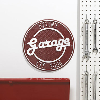 Whitehall Round Garage Wall Plaque, Standard, 2 Line