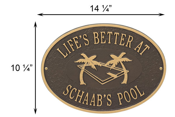 Whitehall Swimming Pool Party Wall Plaque, Standard, 2 Line