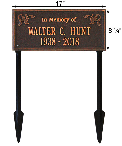 Whitehall Wilmington Memorial Lawn Marker, "In Memory of"