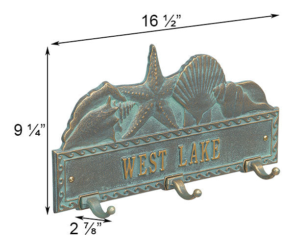 Whitehall Sea Shell Wall Plaque with Hooks, Standard, 1 Line