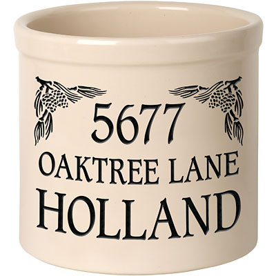 Whitehall Top Pinecones Stoneware Crock, 3 Line