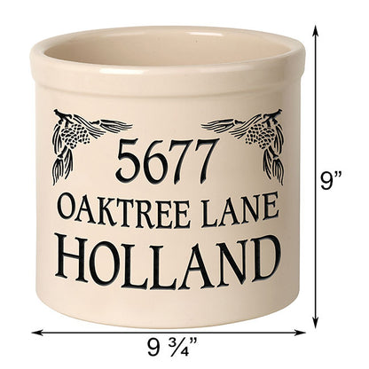 Whitehall Top Pinecones Stoneware Crock, 3 Line