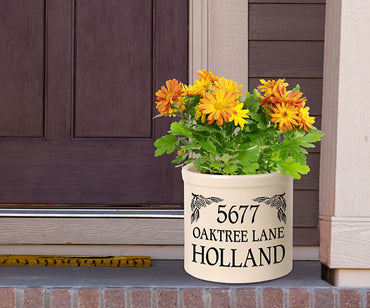 Whitehall Top Pinecones Stoneware Crock, 3 Line