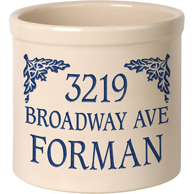 Whitehall Top Corners Oak Leaf Stoneware Crock, 3 Line