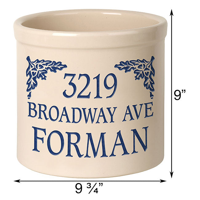 Whitehall Top Corners Oak Leaf Stoneware Crock, 3 Line