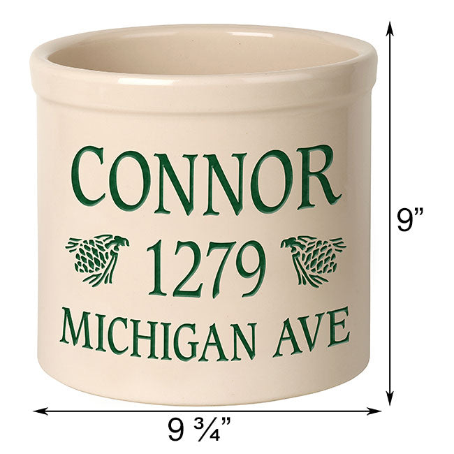 Whitehall Center Pinecones Stoneware Crock, 3 Line