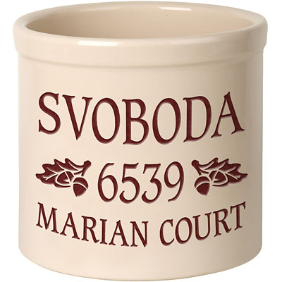 Whitehall Center Oak Leaf Stoneware Crock, 3 Line