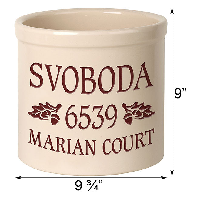 Whitehall Center Oak Leaf Stoneware Crock, 3 Line