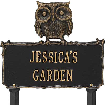 Whitehall Hoot Owl Garden Lawn Marker, Standard, 2 Line