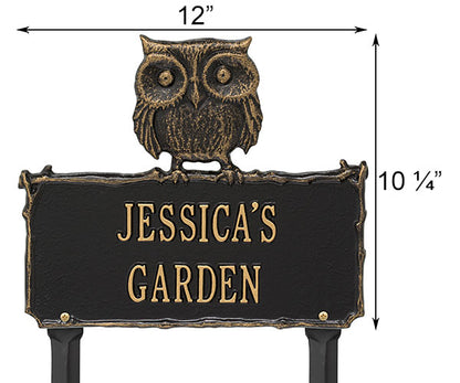 Whitehall Hoot Owl Garden Lawn Marker, Standard, 2 Line