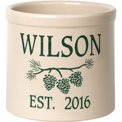 Whitehall Center Pine Bough Stoneware Crock, 2 Line
