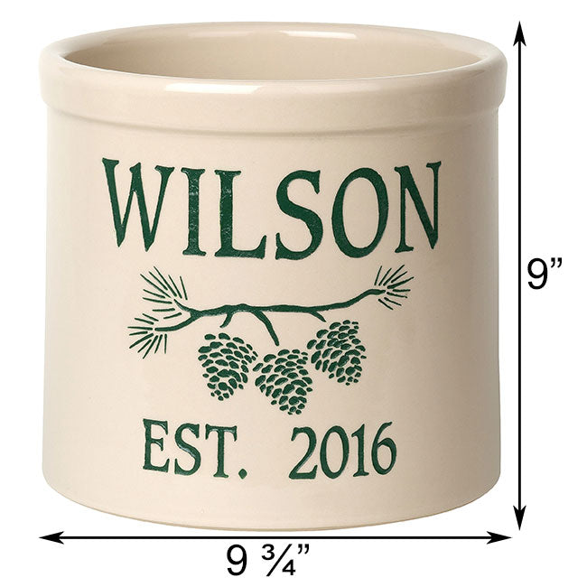 Whitehall Center Pine Bough Stoneware Crock, 2 Line