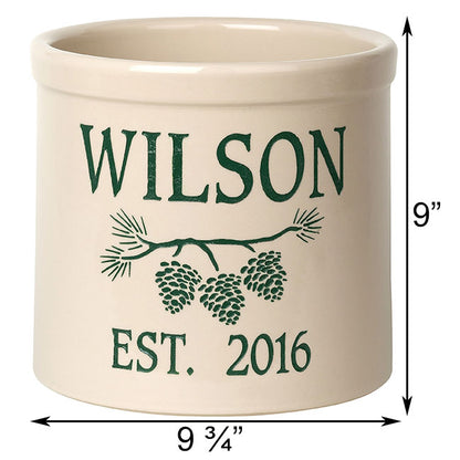 Whitehall Center Pine Bough Stoneware Crock, 2 Line