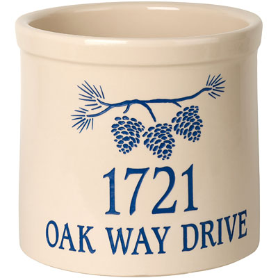 Whitehall Top Pine Bough Stoneware Crock, 2 Line