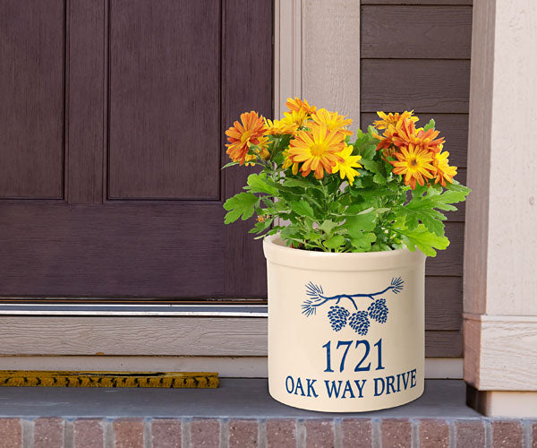 Whitehall Top Pine Bough Stoneware Crock, 2 Line