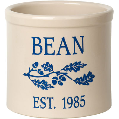 Whitehall Center Oak Branch Stoneware Crock, 2 Line