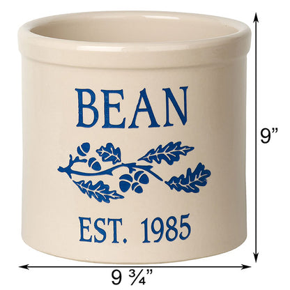 Whitehall Center Oak Branch Stoneware Crock, 2 Line