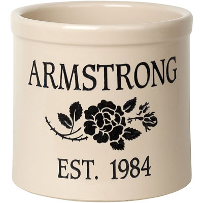 Whitehall Center Stemmed Rose Stoneware Crock, 2 Line