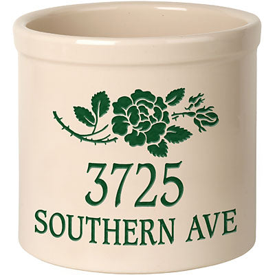 Whitehall Top Stemmed Rose Stoneware Crock, 2 Line
