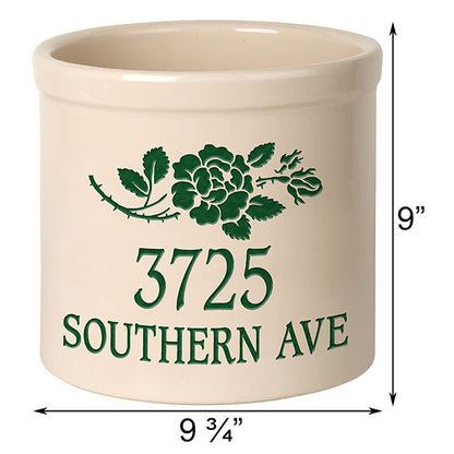 Whitehall Top Stemmed Rose Stoneware Crock, 2 Line