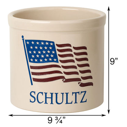 Whitehall American Heritage Flag Stoneware Crock, 1 Line