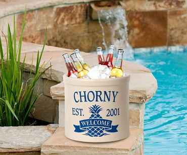 Whitehall Pineapple Established/Welcome Stoneware Crock