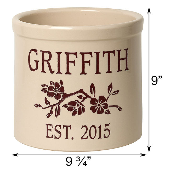 Whitehall Center Dogwood Branch Stoneware Crock, 2 Line