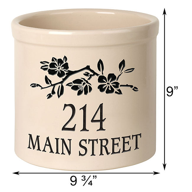 Whitehall Top Dogwood Blooms Stoneware Crock, 2 Line