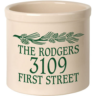 Whitehall Top Pinecones on a Branch Stoneware Crock, 3 Line