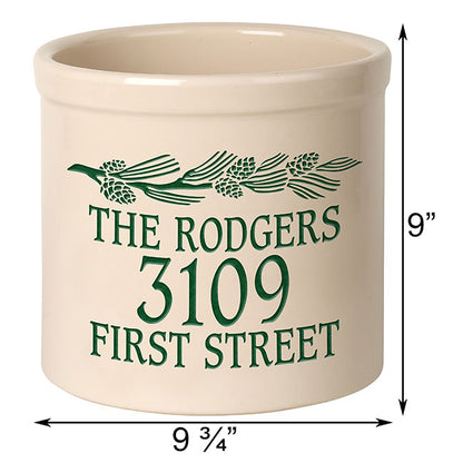 Whitehall Top Pinecones on a Branch Stoneware Crock, 3 Line