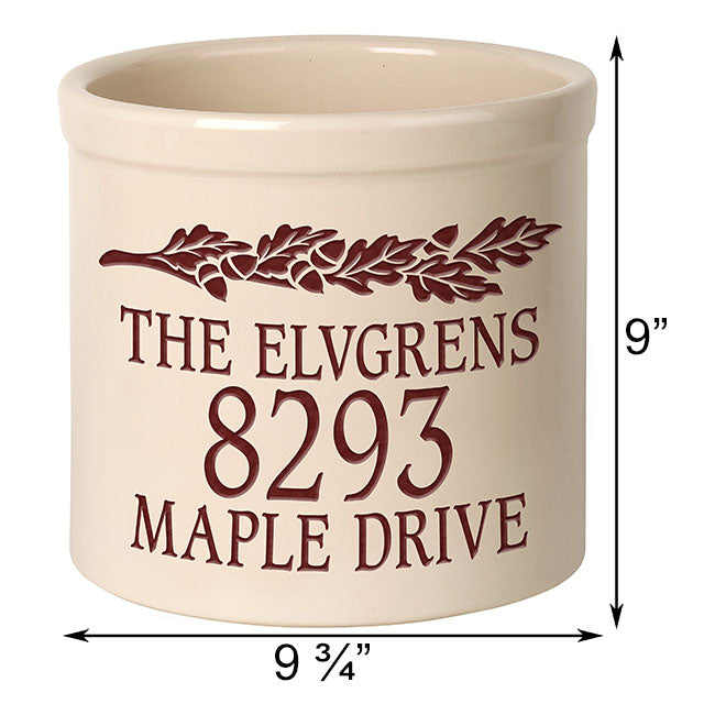 Whitehall Top Oak Leaf Branch Stoneware Crock, 3 Line