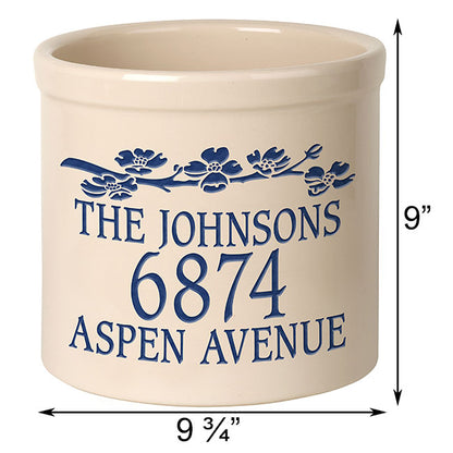 Whitehall Top Dogwood Bough Stoneware Crock, 3 Line