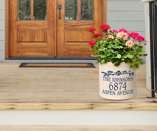 Whitehall Top Dogwood Bough Stoneware Crock, 3 Line