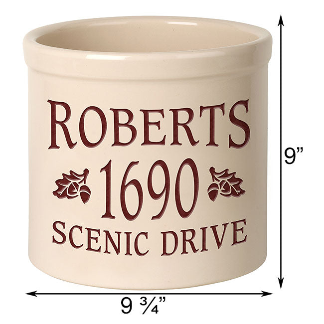 Whitehall Center Oak Leaf with Arch Stoneware Crock, 3 Line