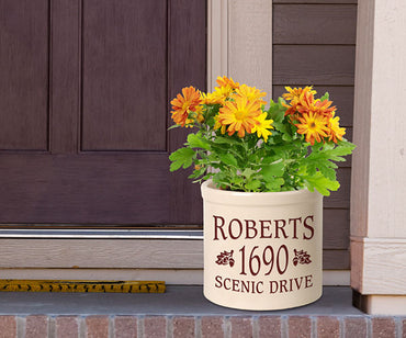 Whitehall Center Oak Leaf with Arch Stoneware Crock, 3 Line