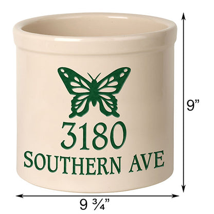 Whitehall Top Butterfly Stoneware Crock, 2 Line
