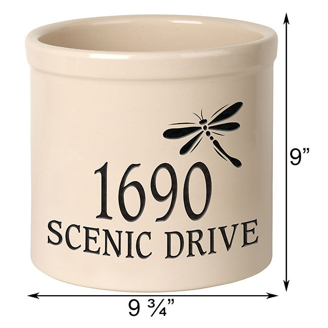 Whitehall Top Dragonfly Stoneware Crock, 2 Line
