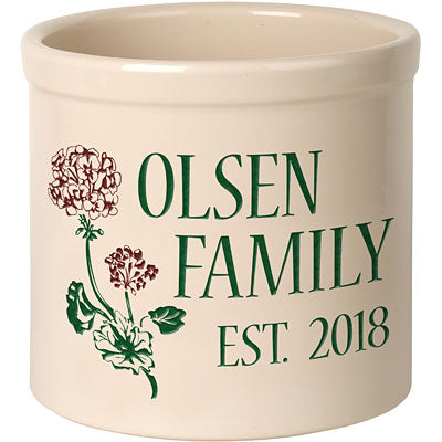 Whitehall Geranium Established Stoneware Crock, 3 Line