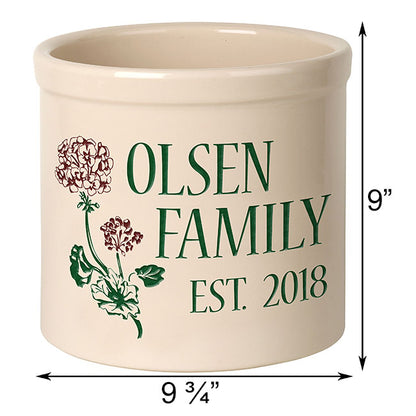 Whitehall Geranium Established Stoneware Crock, 3 Line