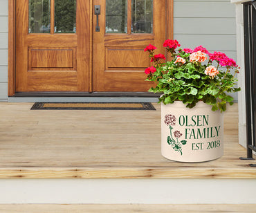 Whitehall Geranium Established Stoneware Crock, 3 Line